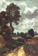 John Constable, A country lane,with a church in the distance